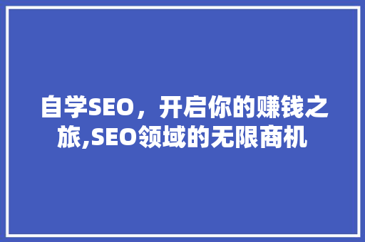 自学SEO，开启你的赚钱之旅,SEO领域的无限商机
