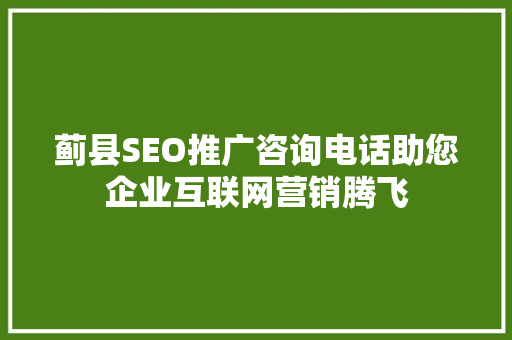 蓟县SEO推广咨询电话助您企业互联网营销腾飞
