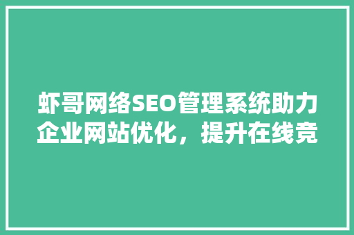 虾哥网络SEO管理系统助力企业网站优化，提升在线竞争力