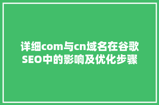 详细com与cn域名在谷歌SEO中的影响及优化步骤 建站教程