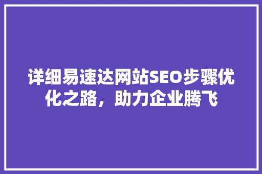 详细易速达网站SEO步骤优化之路，助力企业腾飞