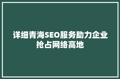 详细青海SEO服务助力企业抢占网络高地