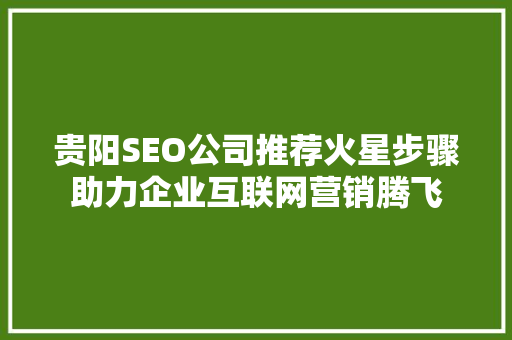 贵阳SEO公司推荐火星步骤助力企业互联网营销腾飞