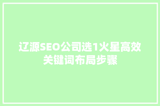 辽源SEO公司选1火星高效关键词布局步骤