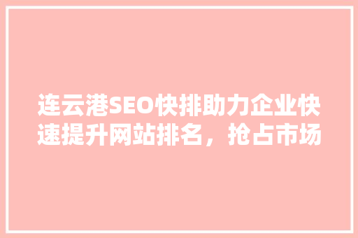 连云港SEO快排助力企业快速提升网站排名，抢占市场先机