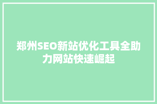 郑州SEO新站优化工具全助力网站快速崛起