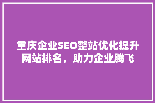 重庆企业SEO整站优化提升网站排名，助力企业腾飞
