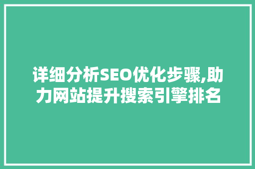 详细分析SEO优化步骤,助力网站提升搜索引擎排名
