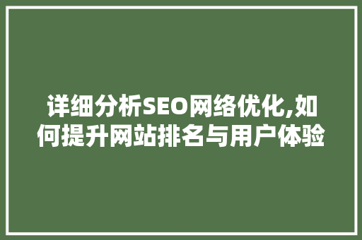 详细分析SEO网络优化,如何提升网站排名与用户体验