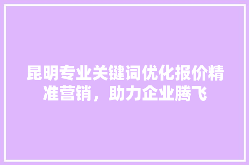 昆明专业关键词优化报价精准营销，助力企业腾飞 Web前端