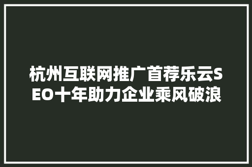 杭州互联网推广首荐乐云SEO十年助力企业乘风破浪，扬帆远航 WordPress教程
