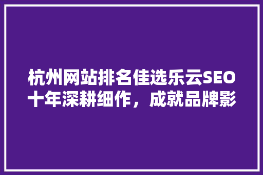 杭州网站排名佳选乐云SEO十年深耕细作，成就品牌影响力