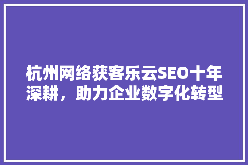 杭州网络获客乐云SEO十年深耕，助力企业数字化转型