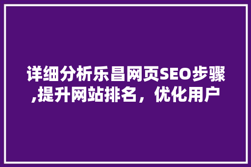 详细分析乐昌网页SEO步骤,提升网站排名，优化用户体验