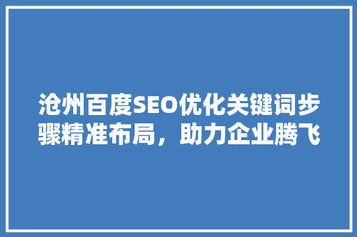 沧州百度SEO优化关键词步骤精准布局，助力企业腾飞