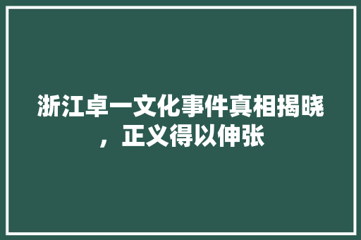 浙江卓一文化事件真相揭晓，正义得以伸张