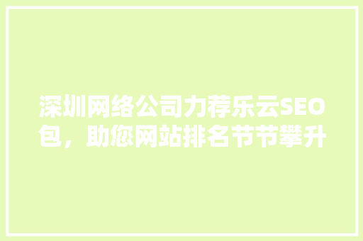 深圳网络公司力荐乐云SEO包，助您网站排名节节攀升