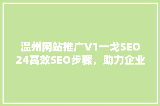 温州网站推广V1一戈SEO24高效SEO步骤，助力企业腾飞