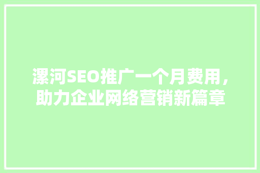 漯河SEO推广一个月费用，助力企业网络营销新篇章