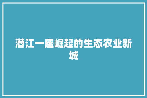 潜江一座崛起的生态农业新城 WordPress教程