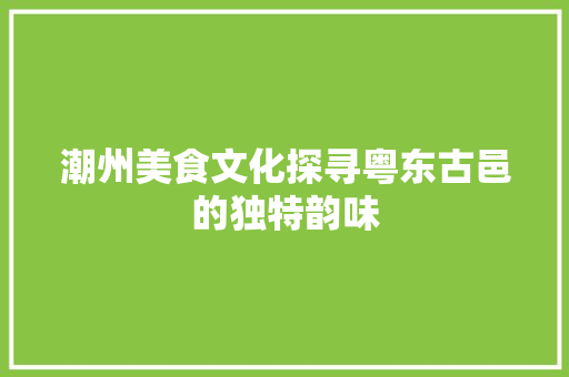 潮州美食文化探寻粤东古邑的独特韵味