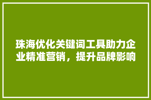 珠海优化关键词工具助力企业精准营销，提升品牌影响力