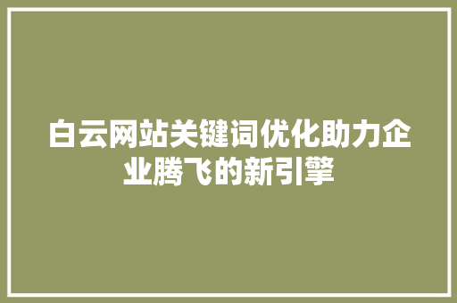 白云网站关键词优化助力企业腾飞的新引擎