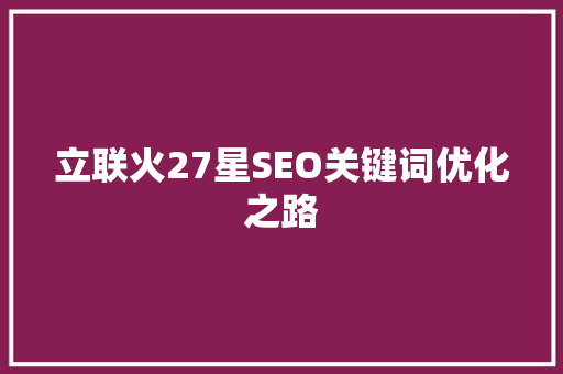 立联火27星SEO关键词优化之路