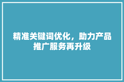 精准关键词优化，助力产品推广服务再升级