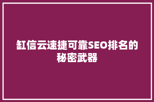 缸信云速捷可靠SEO排名的秘密武器 Web前端