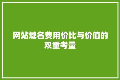 网站域名费用价比与价值的双重考量 建站教程