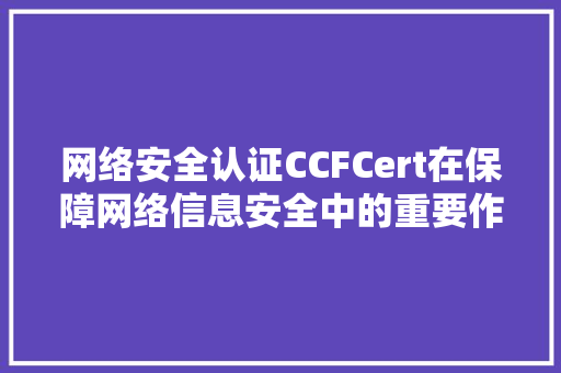 网络安全认证CCFCert在保障网络信息安全中的重要作用 建站教程