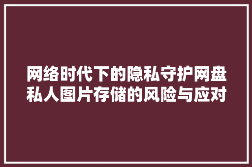 网络时代下的隐私守护网盘私人图片存储的风险与应对步骤