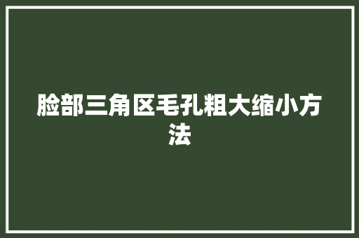 脸部三角区毛孔粗大缩小方法