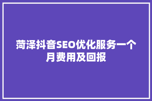 菏泽抖音SEO优化服务一个月费用及回报
