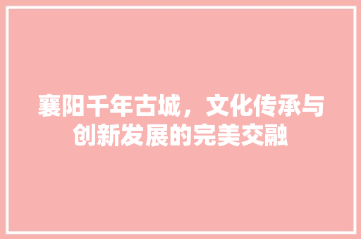 襄阳千年古城，文化传承与创新发展的完美交融