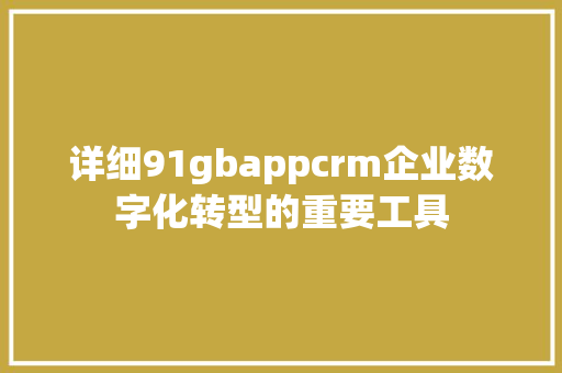 详细91gbappcrm企业数字化转型的重要工具