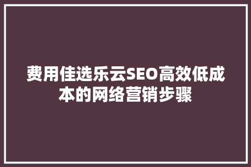 费用佳选乐云SEO高效低成本的网络营销步骤 Web前端