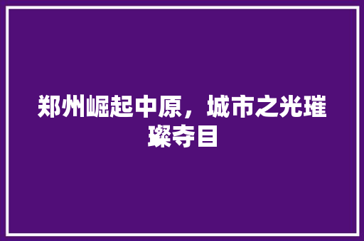 郑州崛起中原，城市之光璀璨夺目