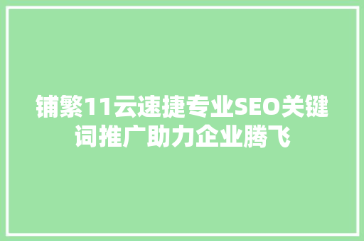 铺繁11云速捷专业SEO关键词推广助力企业腾飞