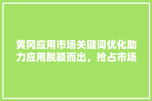 黄冈应用市场关键词优化助力应用脱颖而出，抢占市场份额