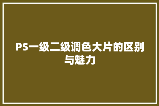 PS一级二级调色大片的区别与魅力