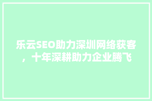 乐云SEO助力深圳网络获客，十年深耕助力企业腾飞 服务器/数据库