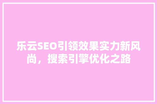 乐云SEO引领效果实力新风尚，搜索引擎优化之路