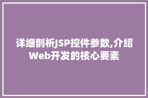 详细剖析JSP控件参数,介绍Web开发的核心要素