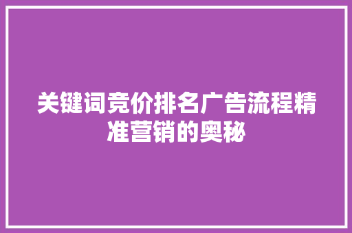 关键词竞价排名广告流程精准营销的奥秘