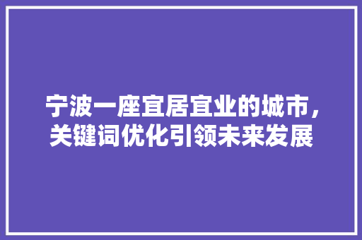 宁波一座宜居宜业的城市，关键词优化引领未来发展