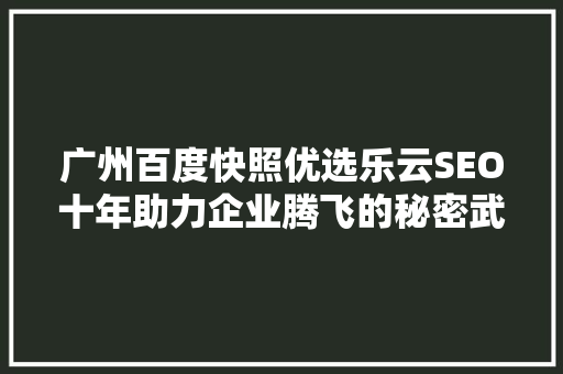 广州百度快照优选乐云SEO十年助力企业腾飞的秘密武器