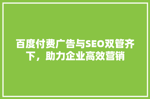 百度付费广告与SEO双管齐下，助力企业高效营销