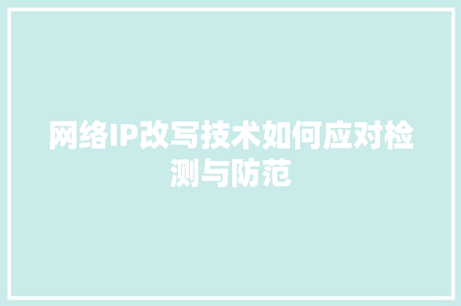网络IP改写技术如何应对检测与防范